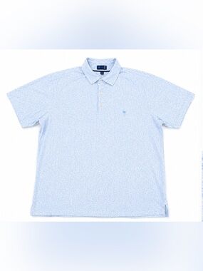Men’s Stitch Polo Shirt XXL Light Blue Micro Print Golf Resort Casual